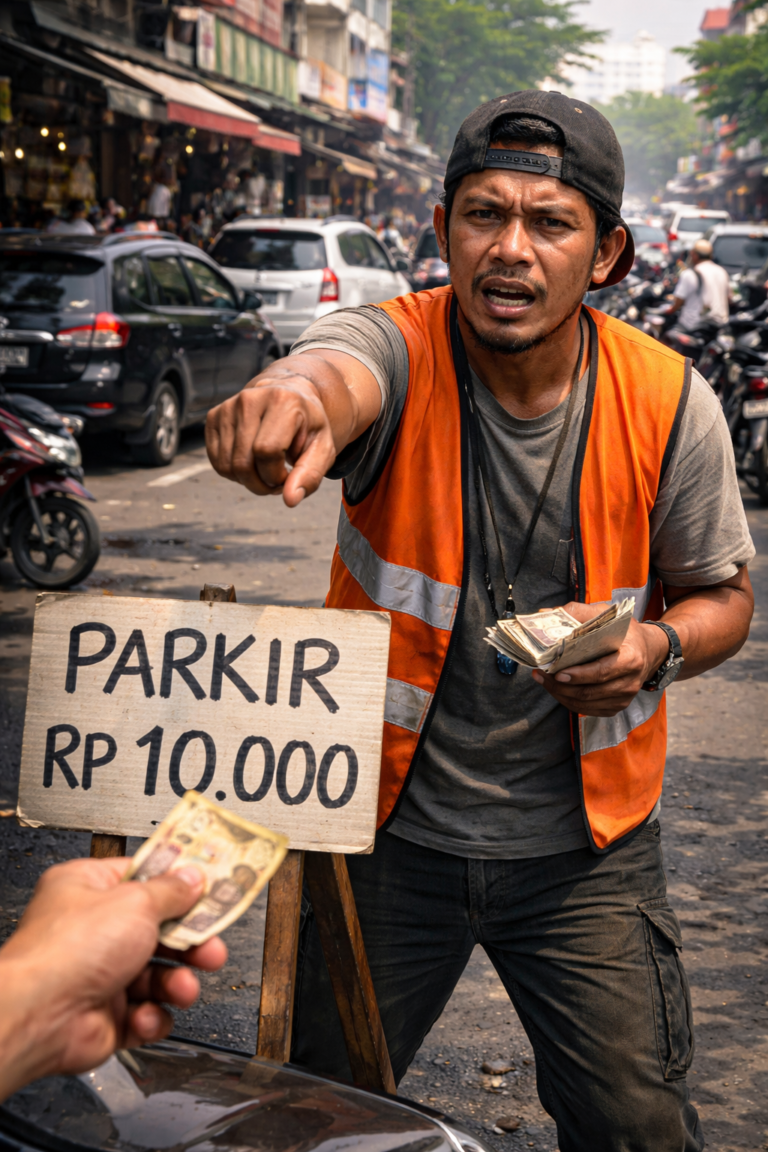 Ilustrasi Tukang Parkir. (Foto: AI).